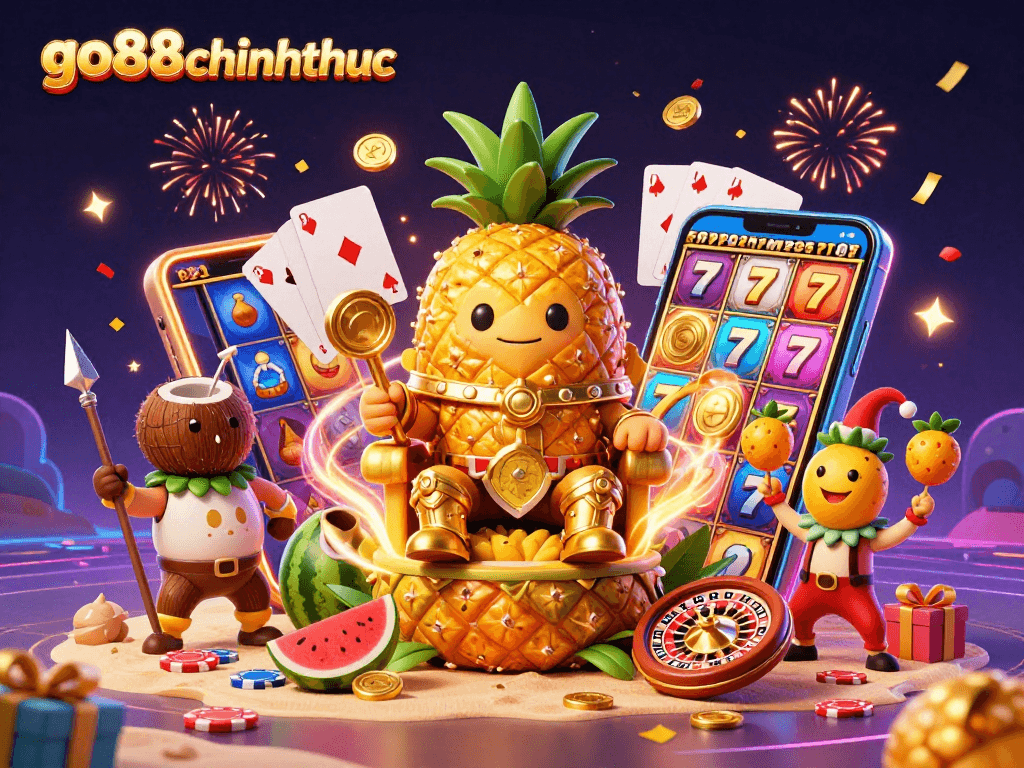 Engage with go88chinhthuc in a vibrant 3D beach casino scene showcasing excitement and rewards.