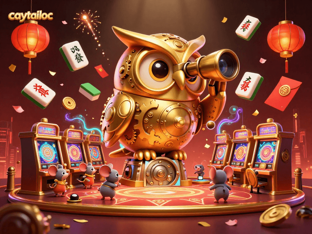 Engage with the captivating gameplay in caytailoc, featuring a colorful casino scene filled with lucky symbols and characters.