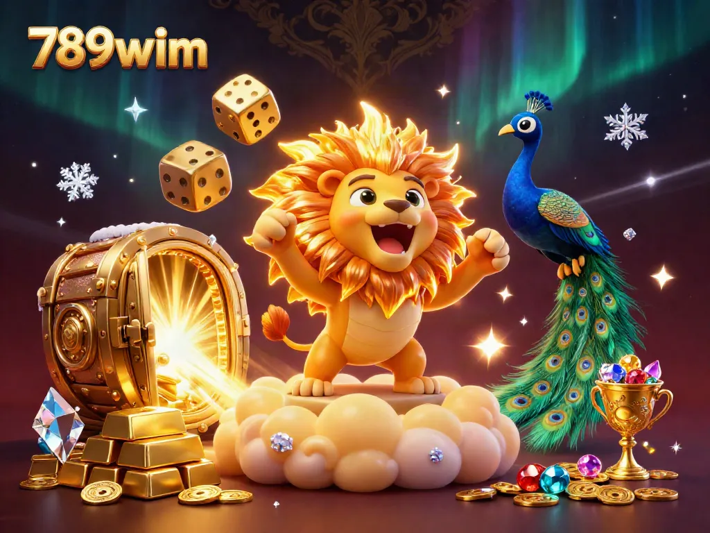 Experience the thrill of 789wim with vibrant 3D casino characters amidst golden treasures.