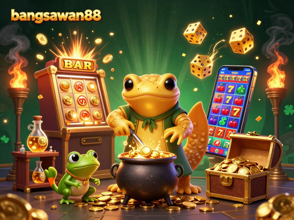 Experience the magic of bangsawan88 with a golden salamander alchemist amidst bursting slot jackpots.