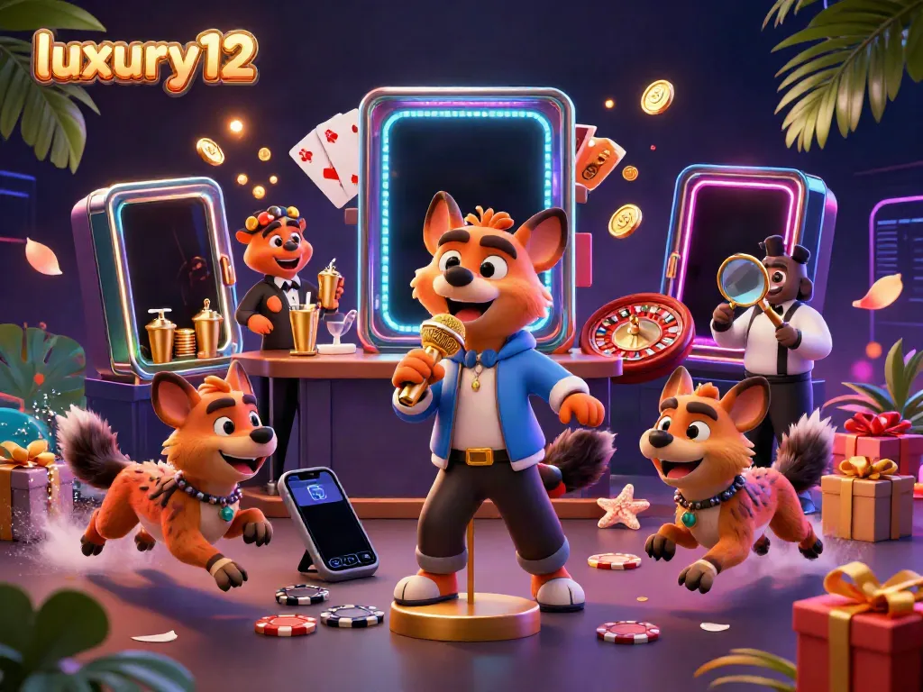 Experience luxury12 with hyenas entertaining at a comedic casino club with vibrant games.