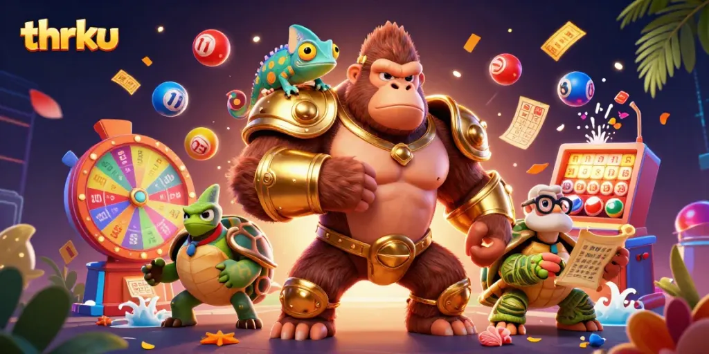 Experience thrilling gaming with thrku's vibrant online casino scene featuring lively characters and dynamic elements.