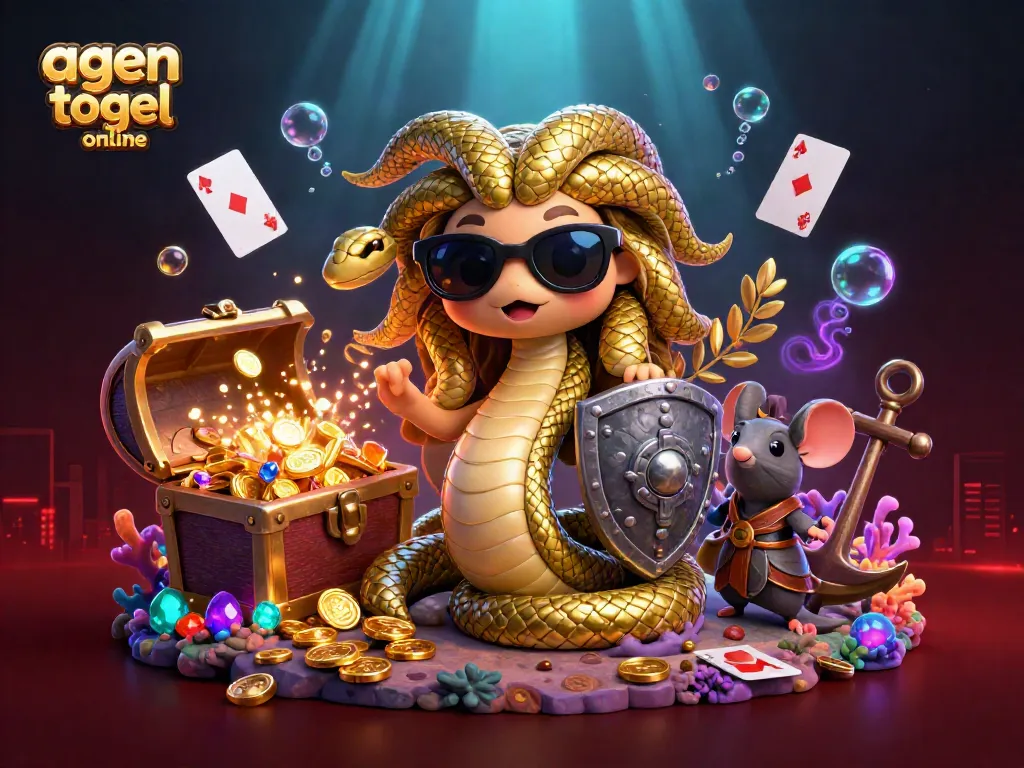 Experience the thrill of agen togel online with a vibrant 3D illustration showcasing exciting gambling elements.