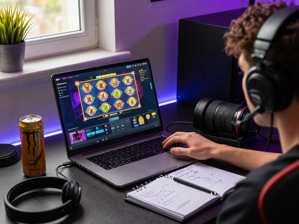 Engaging moment with nx303 daftar on a vibrant online gaming platform showcasing slot games and RTP data in a cozy gaming nook.