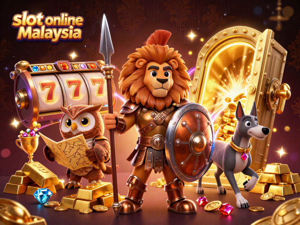 Mainkan slot online Malaysia dengan grafik 3D yang memukau, menggambarkan citra kasino