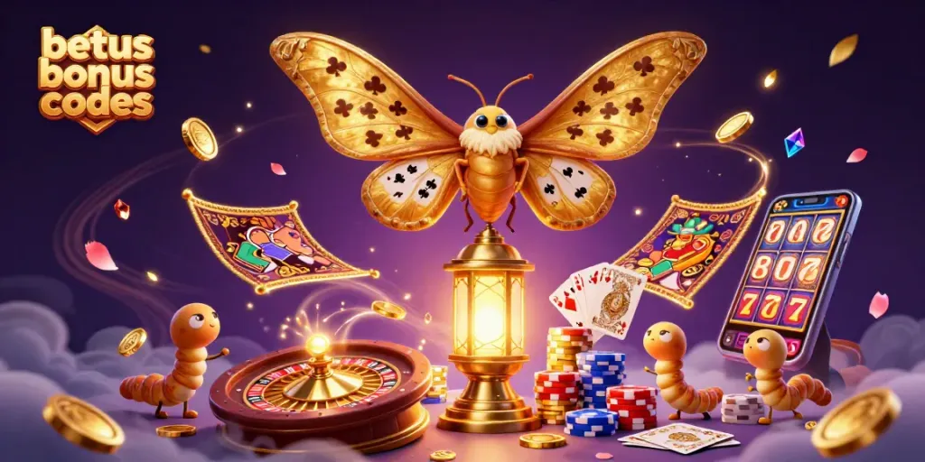 Experience the excitement of BetUS bonus codes through vibrant casino elements and golden animation.