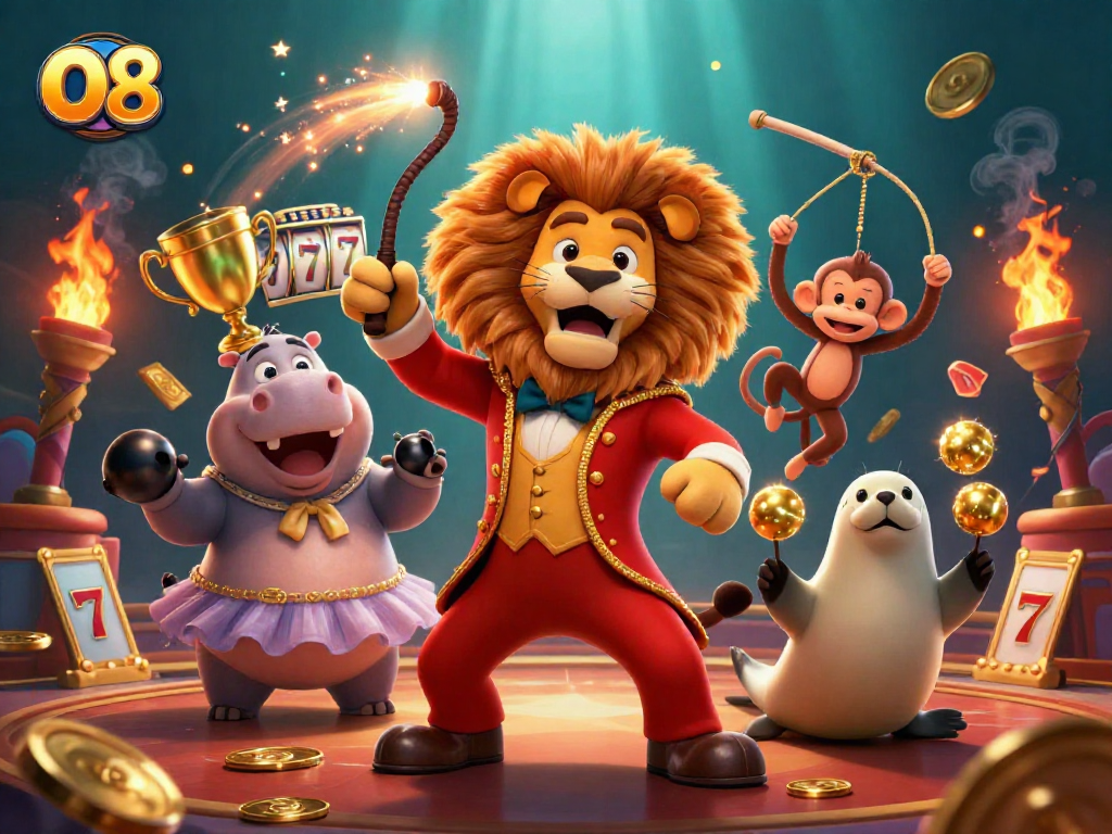 Join the excitement at O8 with thrilling slot games, vibrant characters, and dynamic casino elements.