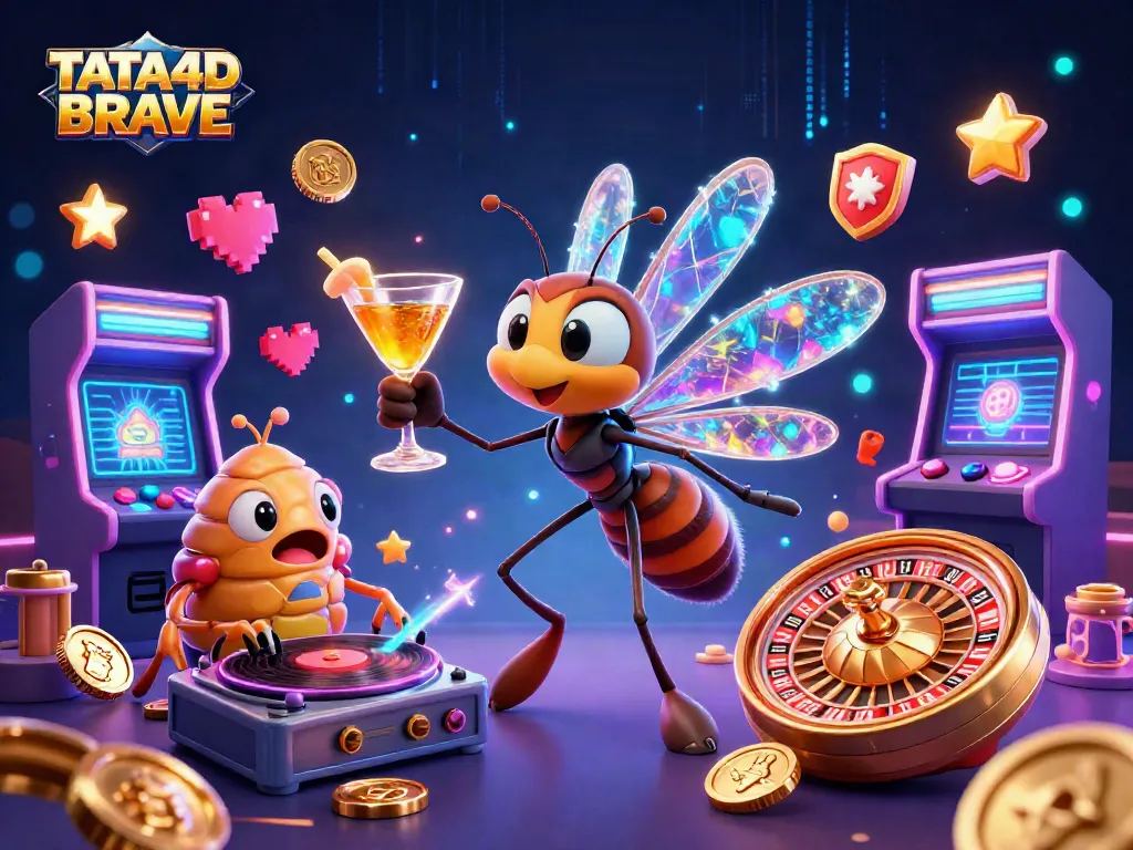 TATA4D BRAVE live casino illustration featuring unique characters and vibrant gaming elements