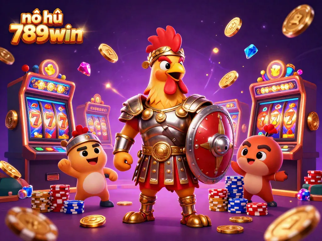 Experience the excitement of nổ hũ 789win as coins cascade around cartoon characters in a vibrant casino.