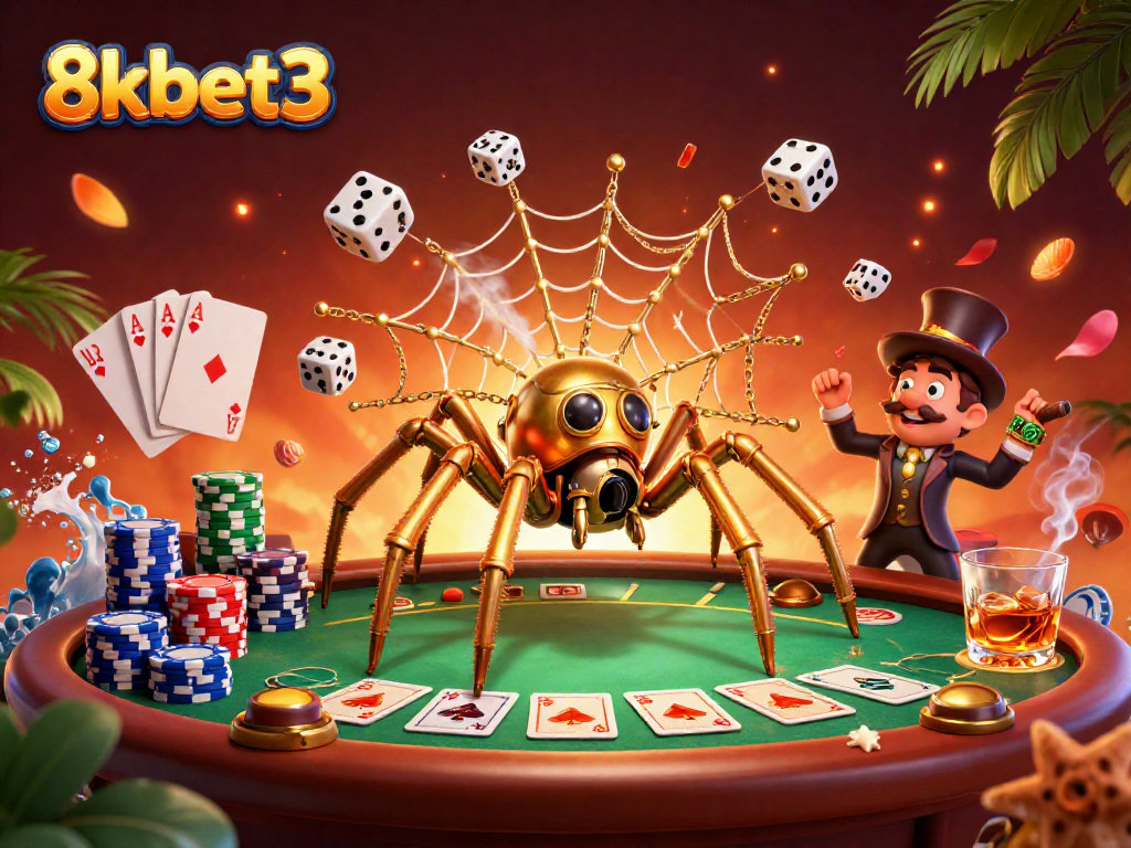 Engage with the thrilling 8kbet3 experience through a steampunk-themed casino illustration.