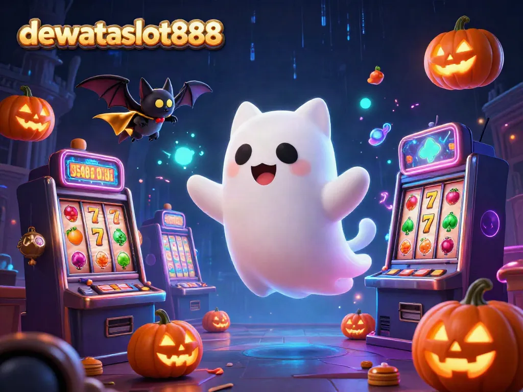 Melihat gameplay seru di dewataslot888 dengan kucing hantu dan elemen slot menarik.