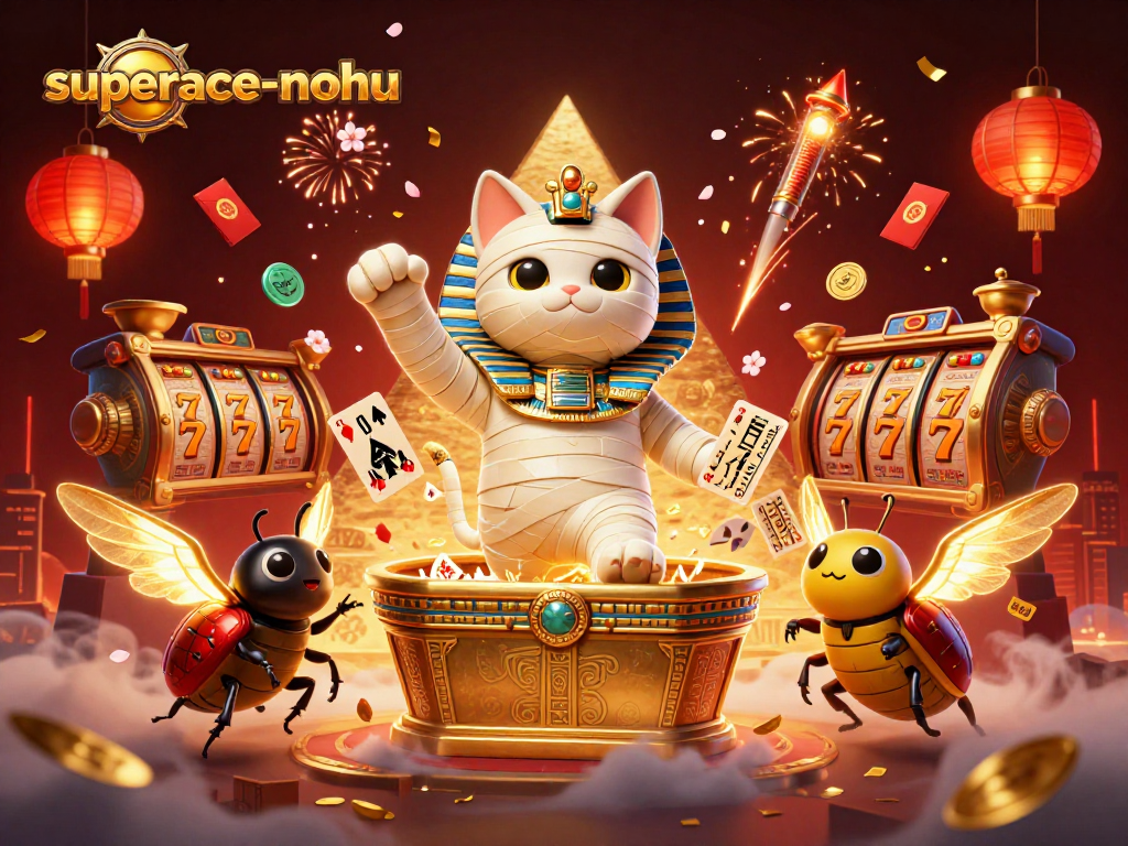 Experience thrilling gameplay with superace-nohu featuring vibrant characters and casino elements in this dynamic illustration.