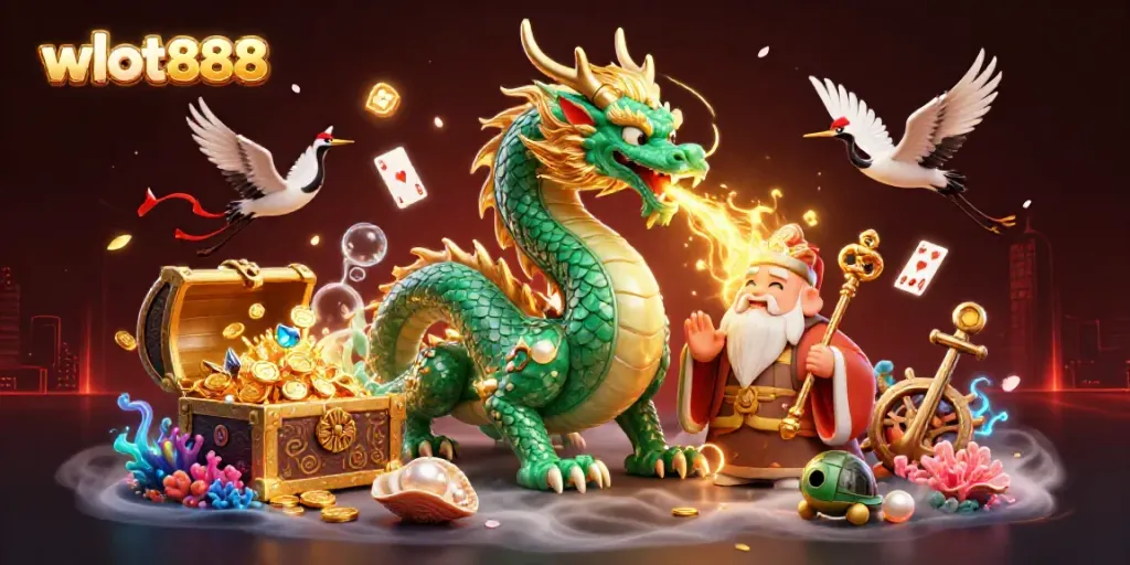 Mengambil jackpot dengan wslot888, ilustrasi kasino yang kaya warna dan elemen permainan