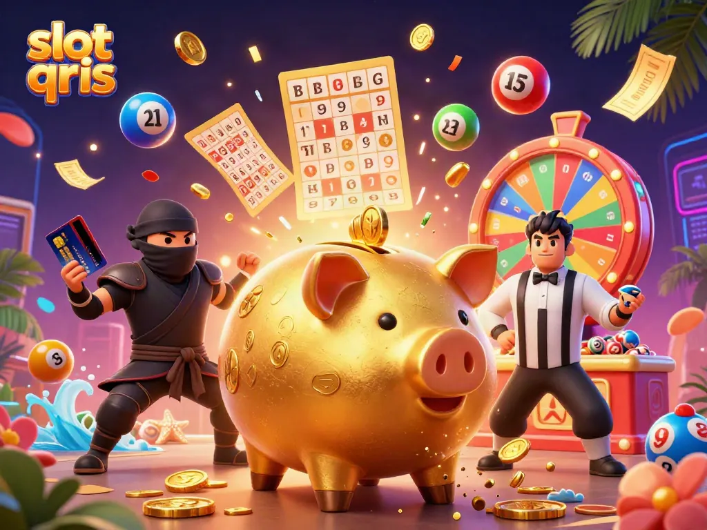 Bermain slot qris dengan celengan samurai dan ninja, suasana penuh petualangan di kasino digital.