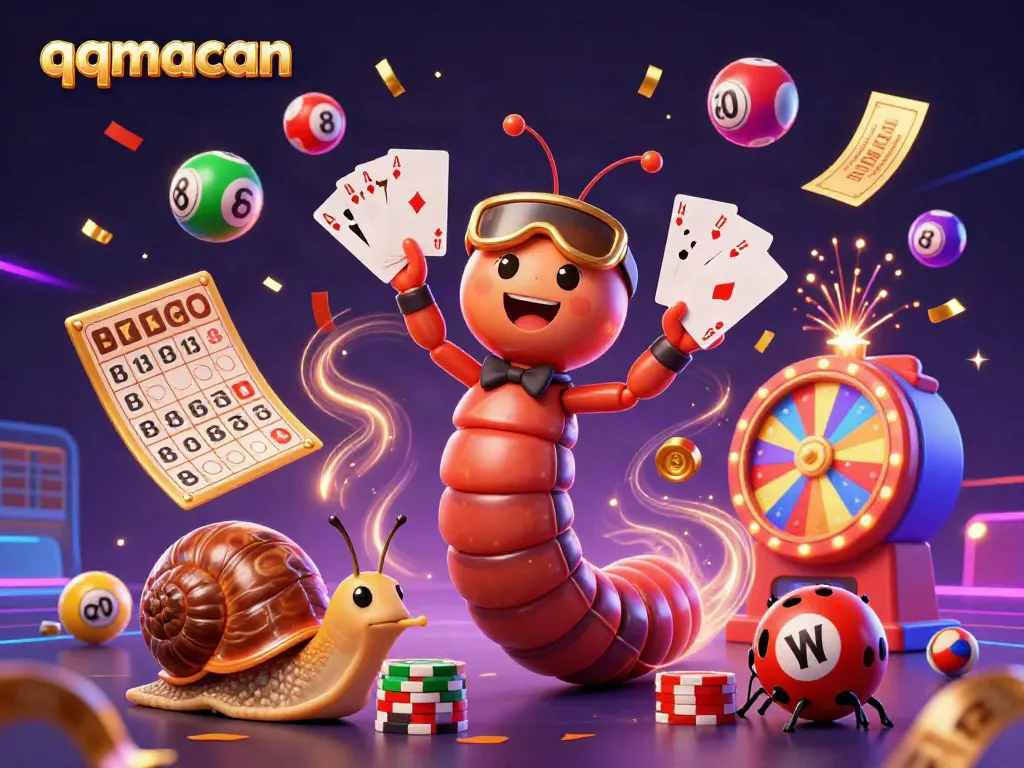 Experience the thrilling gaming excitement at qqmacan with colorful lottery elements and unique characters.