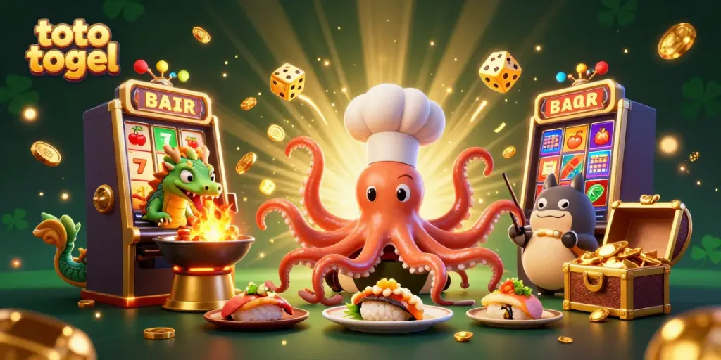 Menggandakan keseruan toto togel dengan ilustrasi chef sushi 3D dan naga yang menembakkan api di kasino.