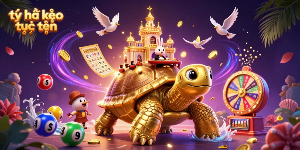 Engage with tỷ lệ kèo trực tuyến in an ultra-detailed casino scene with cartoon characters and vibrant game elements.
