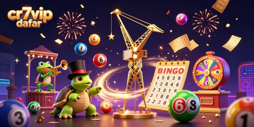 Memenangkan hadiah di permainan cr7vip daftar sambil dikelilingi bola lotere berwarna-warni.