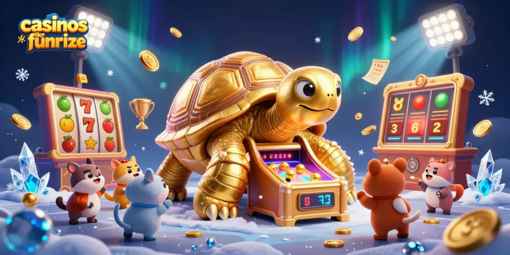 Engage with casinos like Funrize in a vibrant 3D scene filled with dynamic gaming excitement.