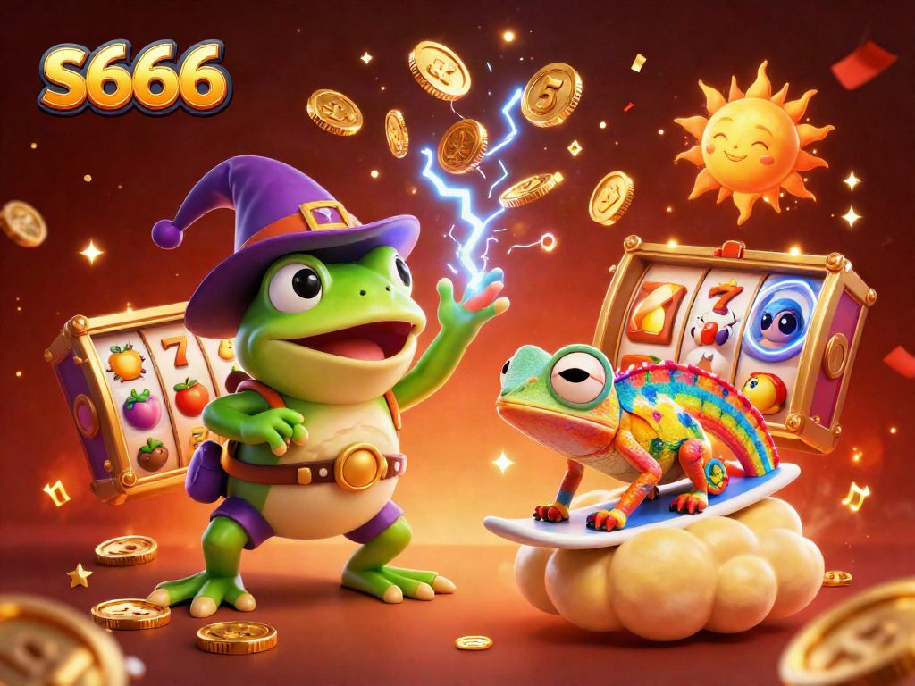 Spin exciting slot adventures at s666 with vibrant 3D illustration of a magical casino scene.