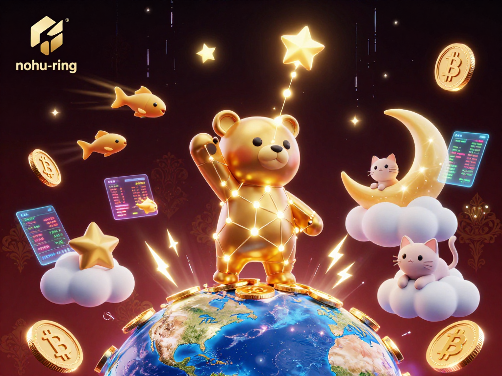 Experience the excitement of nohu-ring with constellation bear scooping coins and vibrant crypto elements.