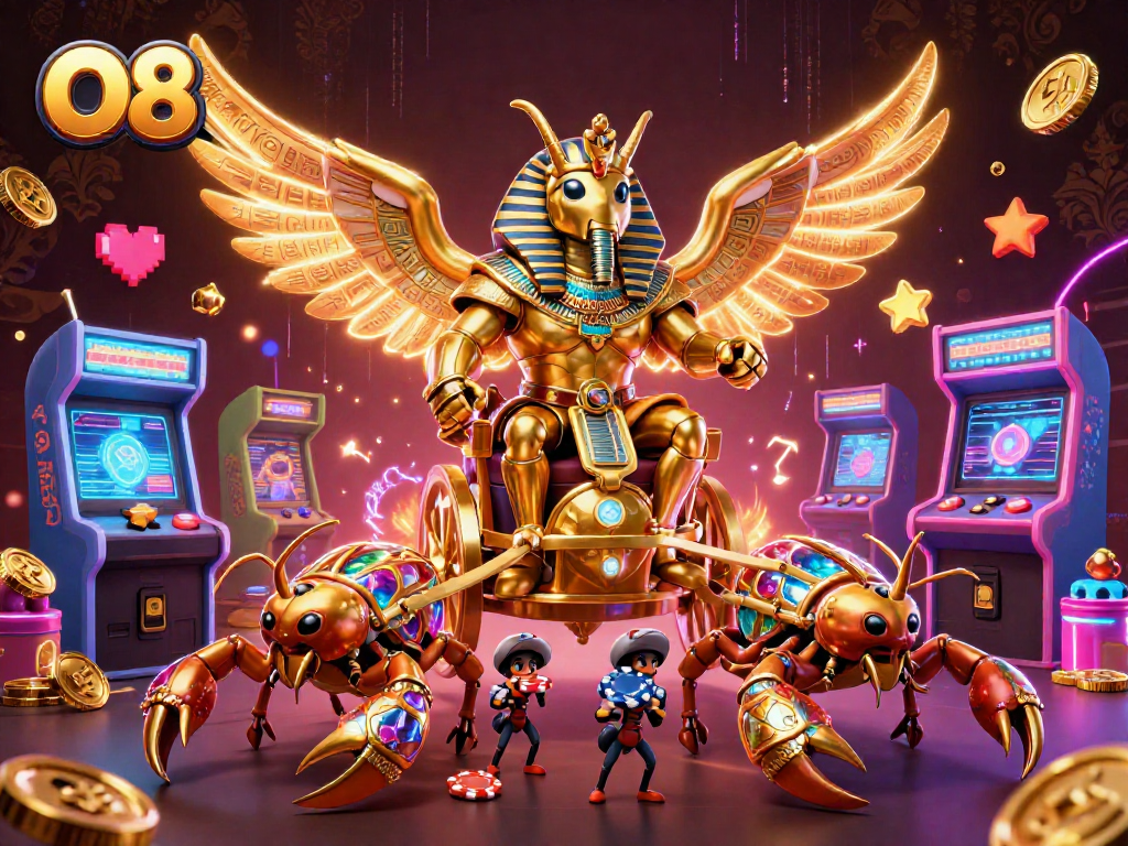 Enjoy exhilarating gaming action at O8 with vibrant casino elements and dazzling characters.