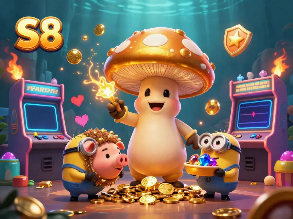 Experience thrilling gameplay at S8 with a vibrant gaming scene full of magical treasures and arcade excitement.