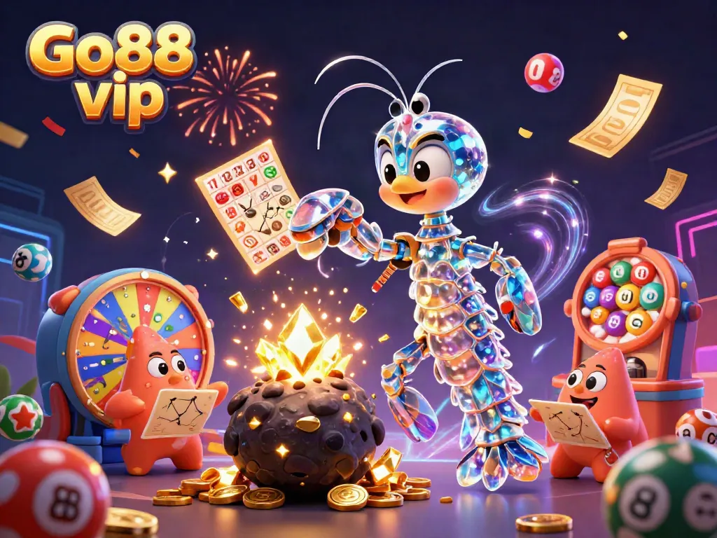 Experience vibrant gaming excitement with Go88 vip, featuring galactic characters and dynamic lottery elements.