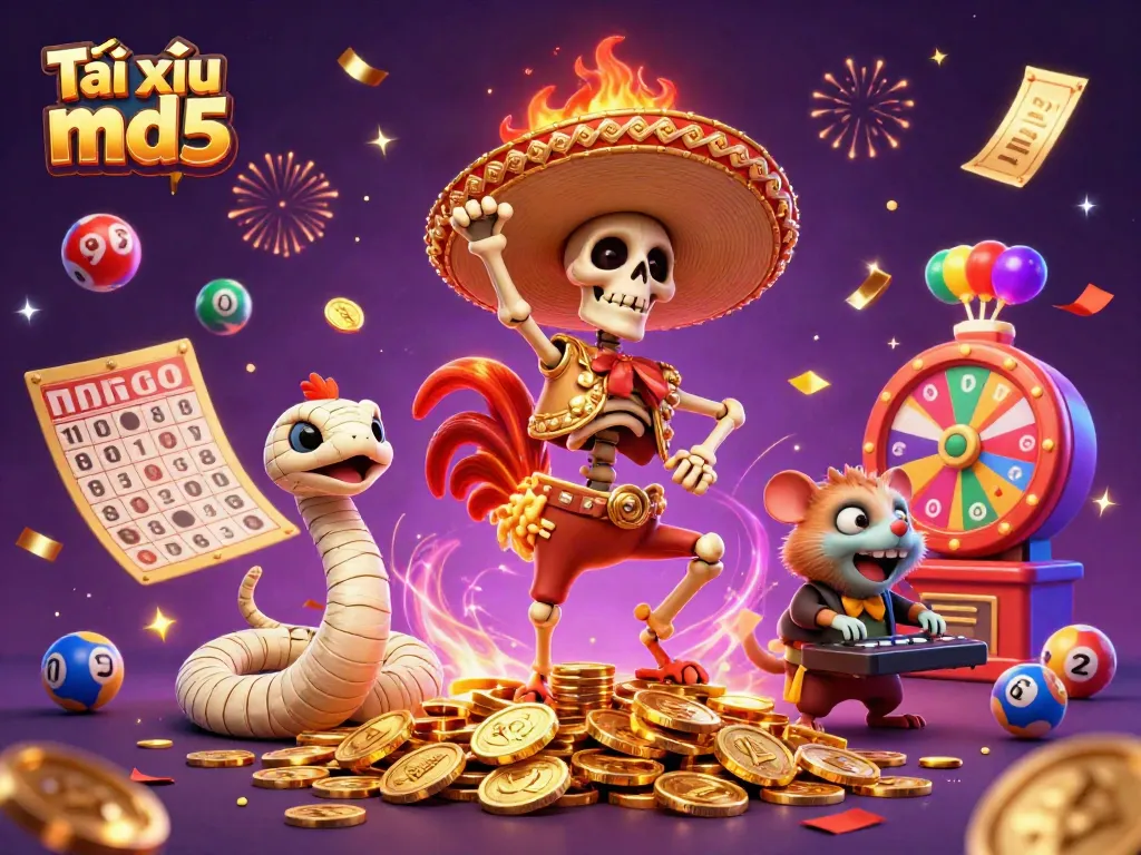 Experience the thrill of Tài xỉu md5 with vibrant celebrations and dynamic gaming elements.