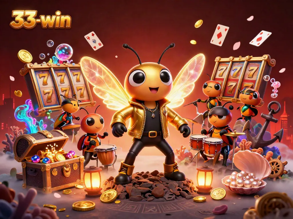 Experience thrilling slots at 33-win with vibrant characters and gold coins bursting in a dazzling underwater scene.