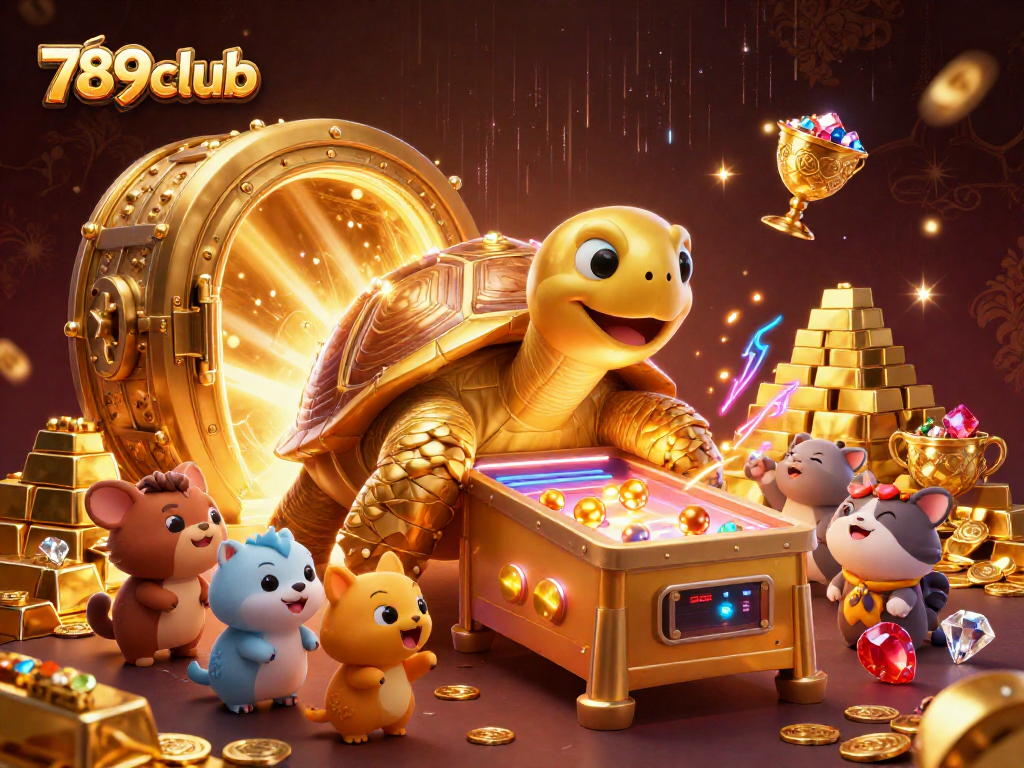 Trải nghiệm độc đáo tại 789club với con rùa vàng khổng lồ và kho báu lấp lánh.