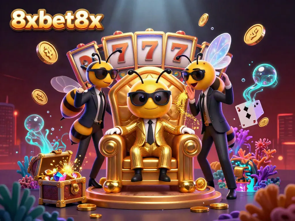Experience the dynamic slots action with 8xbet8x in this vibrant underwater casino scene.