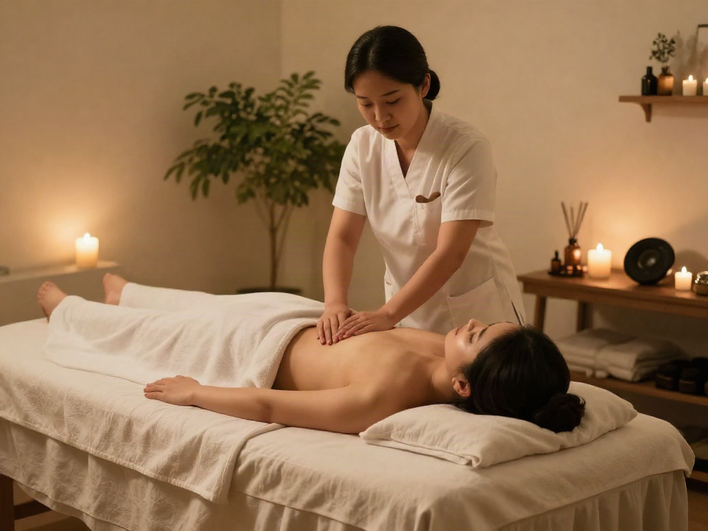 안양출장마사지 session in a tranquil spa with relaxing therapist and soothing ambiance.