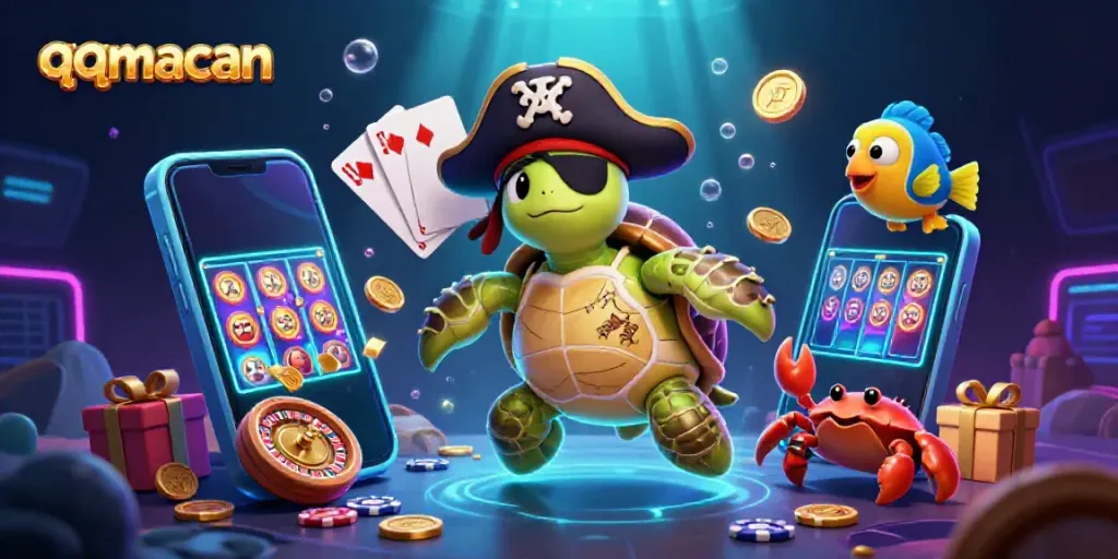Engage in thrilling gaming as the pirate turtle and companions dive into qqmacan's treasure-filled underwater world.