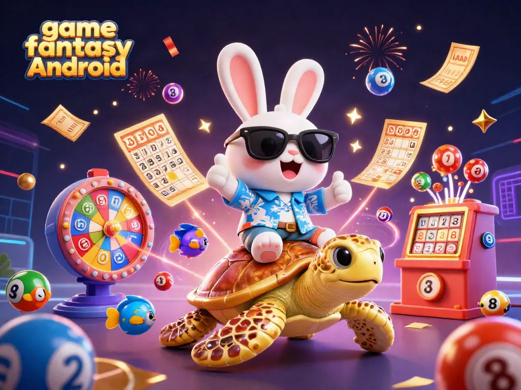 Temukan game fantasy Android dengan kelinci keberuntungan dan kura-kura emas dalam suasana kasino yang meriah.