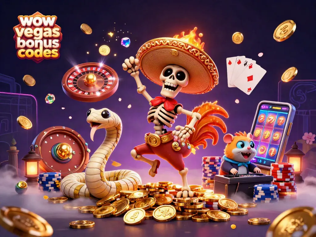 Spin the reels and claim your free coins with wow vegas bonus codes in an exciting casino scene.