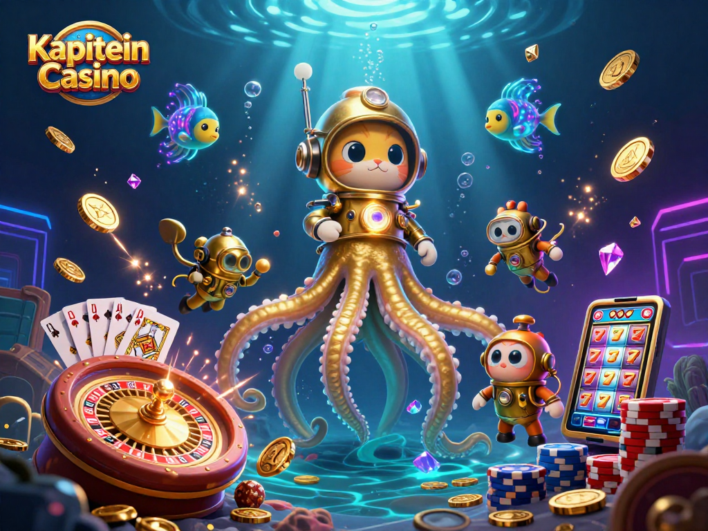 Melihat aksi seru di Kapitein Casino dengan karakter 3D unik dan elemen permainan menarik.