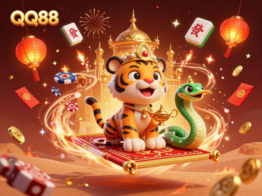 Experience winning at QQ88 with a magical scene of luck and fortune, showcasing casino-themed elements.