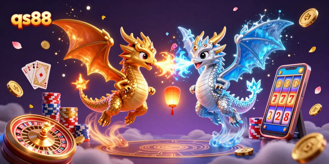 Experience the excitement of qs88 with dynamic dragons, golden coins, and thrilling casino elements.