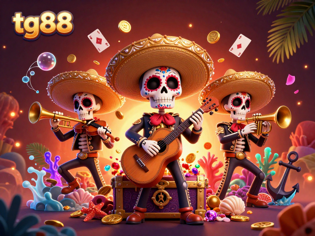 Engage in the thrilling world of tg88 with a vibrant 3D mariachi scene full of casino excitement.