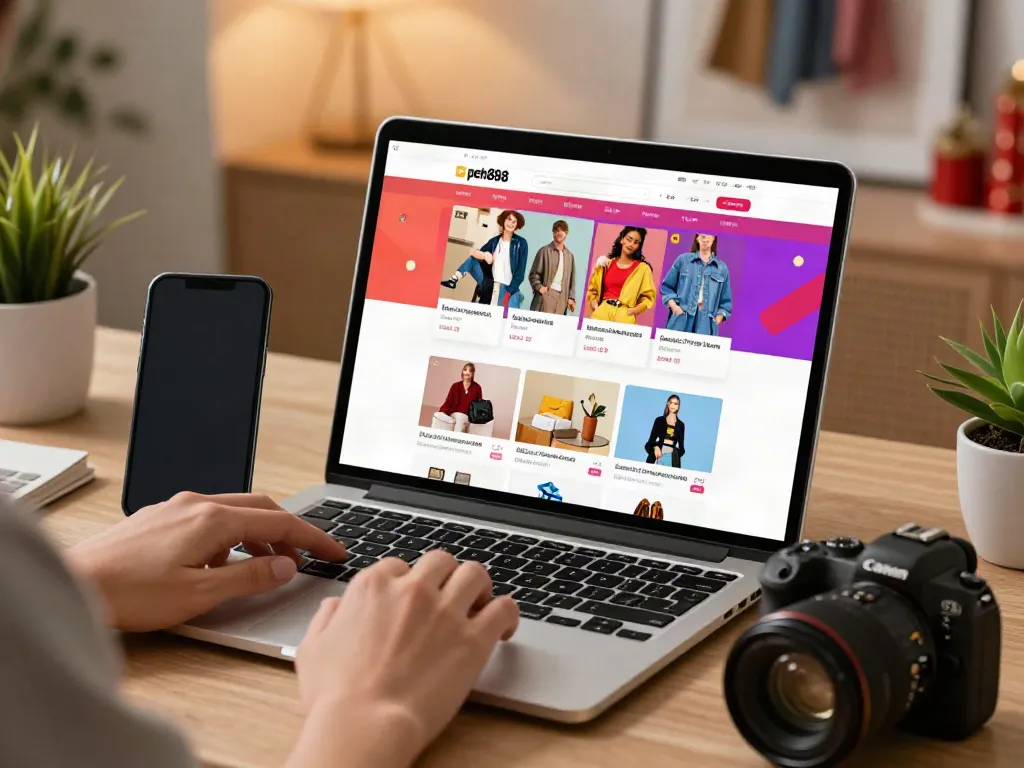 Engaging e-commerce scene illustrating peh888 shopping experience online.